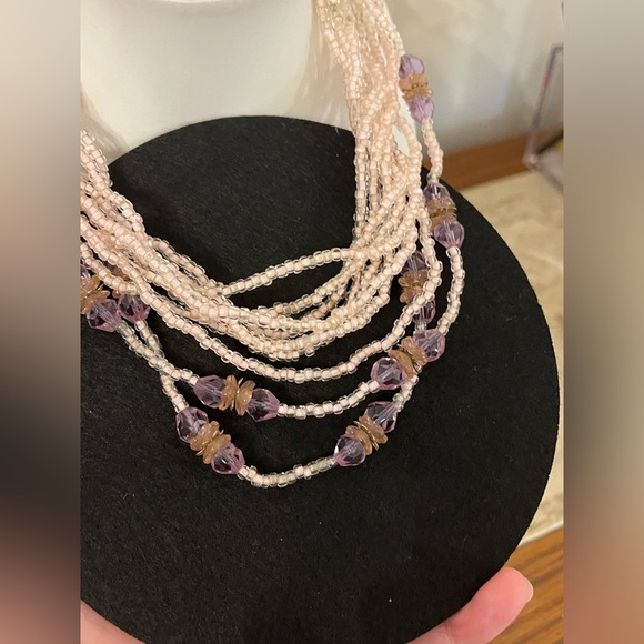 Glass and Crystal Necklace with Flower Beads - Picture 6 of 7